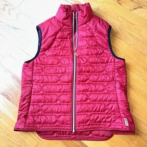 Hunter Puffer Vest Womens L Red Quilted Packable Lightweight Nylon Outdoor Layer